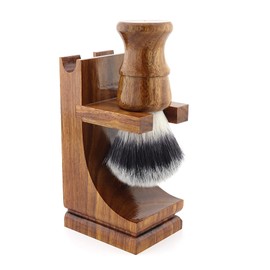 Quality Made Shaving Razor and Shaving Brush Stand. with Walnut Finish. Universal Stand