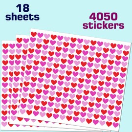 Small Heart Stickers for Kids,4000 PCS 1/2" Tiny Mini Sticker, Red and Pink,18 Sheets, Love Shape Stickers for Party Favors,Gift Packaging, Envelopes, Decorating, Scrapbooking