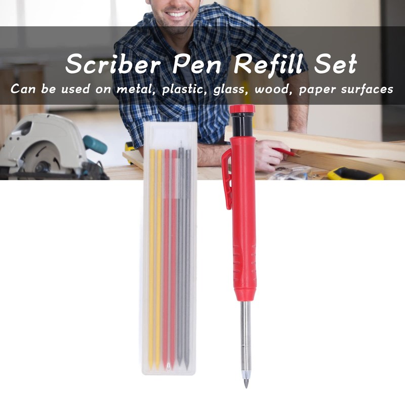 WOOXGEHM Carpenter's Pencils, 2.8 mm Tungsten Carbide Tip, Multifunctional Marker