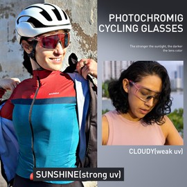 SCVCN Photochromic Cycling Glasses for Men and Women Sports Cycling Glasses TR90 Frame UV 400 Protection