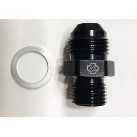 Fasster B26 -10 X M18 X 1.5 Fitting Adapter Metric -10AN Black Aluminum w/ Crush Washer