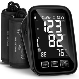 Blood Pressure Machine for Home Use - 9"-17" M/L & 13"-21" XL Cuffs, 2 Size Cuffs Medium/Large and Extra Large, Accurate Digital Automatic Upper Arm BP Monitor, Large Backlit Display, 2-User Mode