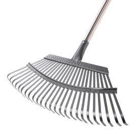 Yocada 19.3" Garden Leaf Rake Wide Heavy Duty Adjustable Long Handle Garden Rake for Yard Garden Lawn Leaves (25 Tines)