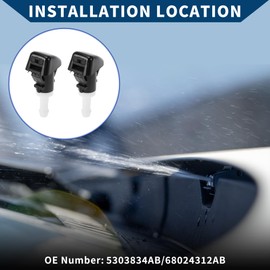 Hihaha No.5303834AB/68024312AB Windshield Washer Nozzle for Jeep Patriot 2008-2013 / Front Windshield Spray Nozzles Wiper Spray Washer Jet/Durable/ABS / 2 Pcs Black White