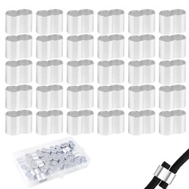 ChAusa Pack of 31 Choke Clamps, 8 mm Aluminium Crimping Loop Choke Clamps, Professional Rope Clamp, with Storage Box, Double Sleeves, Press Clamps, for Rubber Cord, Expander Rope, Rubber Cord