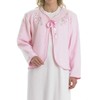 Slenderella Ladies Polar Fleece Ribbon Tie Bed Jacket Floral Embroidered