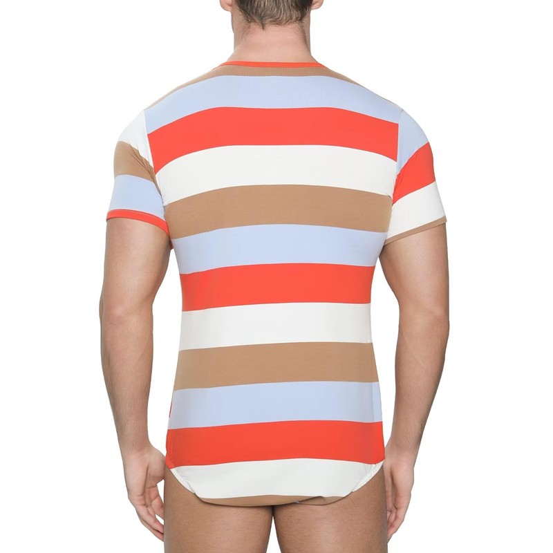 Landofgenie Onesie Pyjamas with Drooling Bib for Men Short Sleeve