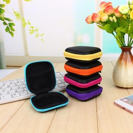Earphone Case, Portable Earbuds Case Small Square Earphones Carrying Case Mini Zipper Hard Case Pocket Headset Cable Jewelry Storage Box Earphone Pouch Container Organizer
