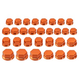 Motoforti 30 Pcs Motorcycle Nut Motorbike Screw Cover 5 Sizes Decoration Ornamental Mouldingsscrew Cap for Kawasaki for Honda for Harley Orange