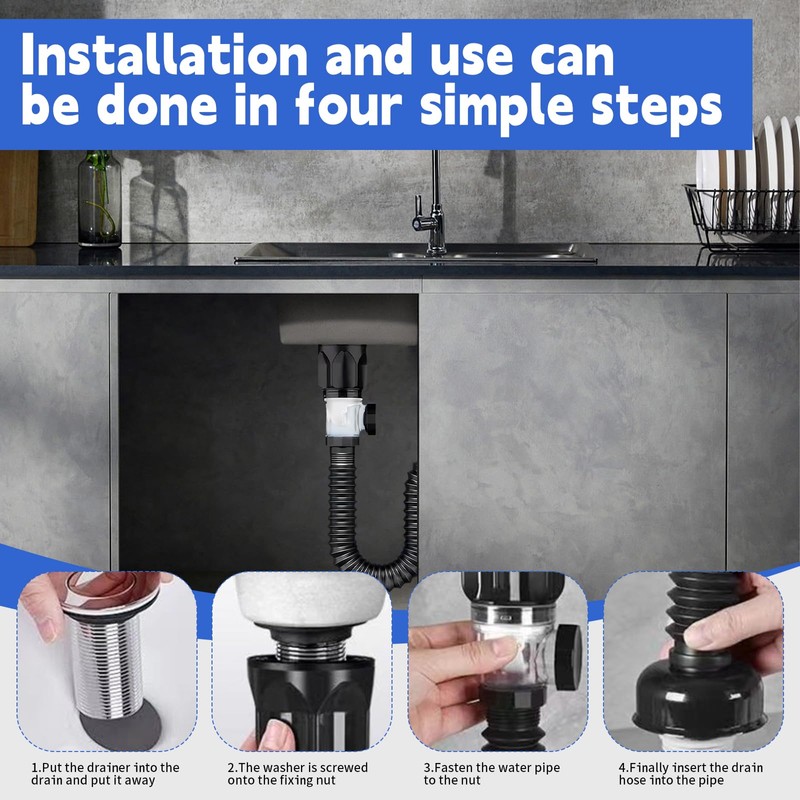 Sink Drain Fitting Kit, Drain Kitchen Sink Kit, Drain Hose