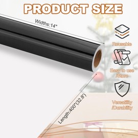 PATIKIL Metallic Wrapping Paper, 14 Inch x 400 Inch(32.8Ft) Foil Wrapping Paper Matte Gift Wrapping Paper Roll 120 GSM for Gift Christmas Wedding Birthday Women Men, Black