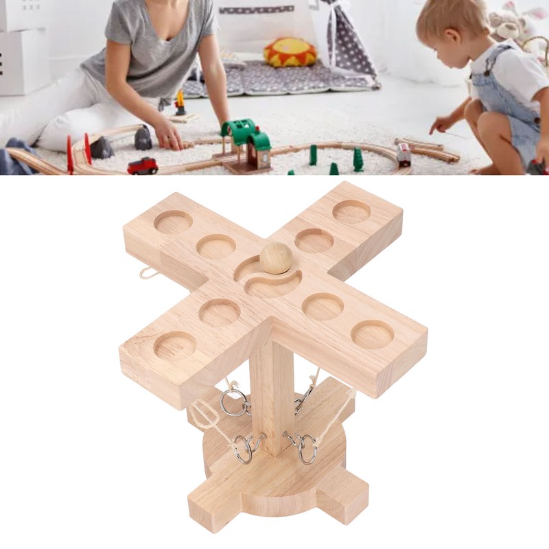 Ring Hook Game Wooden Portable Interactive Hook Ring Throwing Game