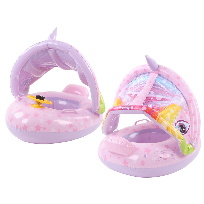 Inflatable Baby Swim Float Cartoon Shape Double Handle Inflatable Baby
