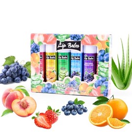 Fruit flavor lip balm,6 pack Natural Soft All-Day Moisturizer with Vitamin E and Coconut Oil,100% Natural & Organic Lip Balm Sticks for repair chapped lips or dry lips
