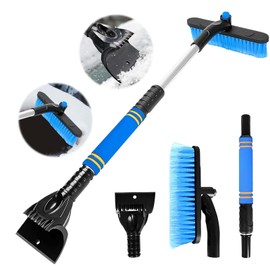 LXYYDS Car Ice Scraper with Broom, Snow Brush with Ice Scraper, Extendable Snow Removal Brush, Removable Snow Brush, Snow Scraper and Brush for Windscreens of Cars, SUVs and Trucks (Blue)