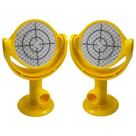 2 Pack Mini Surveying Prism Reflective Target Sheet Survey Reflector Target with Tilt Holder Base Mount for Total Station, MP103 with Printed Crosshair, Yellow