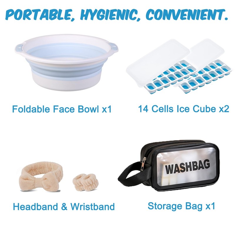 Facial Ice Bath Kit with Foldable Face Bowl for Massage,