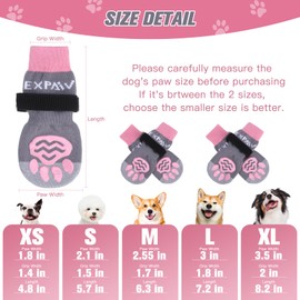 EXPAWLORER 4Pcs Anti-Slip Dog Socks - Double Side Non-Slip Paw Protector for Hardwood Floors,Prevent Licking,Dog Booties,Dog Shoes for Hot/Cold Pavement