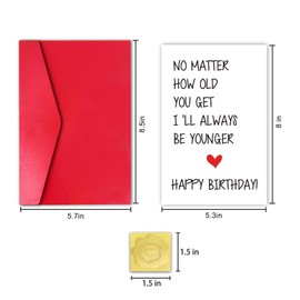CSMOSJgreetings Funny Birthday Card for Older Brother Sister, Cheeky Birthday Card for Him Her, I’ll Always Be Younger Card