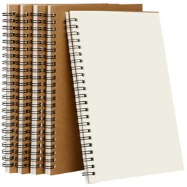 Pack of 5 Notebook Blank A5, Spiral Notepads, 60 Sheets/120 Pages, Sketch Pad for Painting and Graffiti, Kraft Cover Notepad for Office and School, Return to School, 14.5 x 21 cm