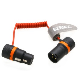 SZRMCC Low-Profile 3-Pin XLR Male to Female Right Angle Coiled Cable for Sound Devices 633/688/302/552 Mixer/Recorder, Zaxcom, Zoom F6, Sony PXW-FX9 (Red)