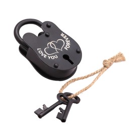 Love Lock, Love You Forever, Vintage Lock with Keys, Pad Lock, Skelton Key (3 Inch)