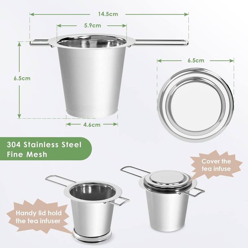 Yoassi Tea Infuser, 304 Stainless Steel Tea Filter Strainer with