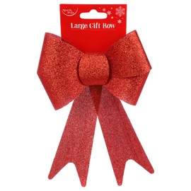 North Pole Christmas Tree bow xmas tree Topper party decorations gift bow Glitter red 30cm tall 17cm wide