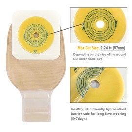 Carbou 21 PCS Ostomy Supplies Colostomy Bags Two Piece Drainable Pouches with Closure 12", Ileostomy Stoma Care,Cut-to-Fit(15pcs Bags+6pcs Barrier)
