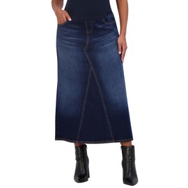 Savi Parker Denim Maternity Maxi Skirt with Pockets – Fall Maternity Clothes-A Line Maternity Jeans Over The Belly Long Pregnancy Denim Skirt (L, Zoe Wash)