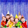 2Pcs 3.3ft x 8.2ft Foil Fringe Curtain Backdrop, Silver Tinsel