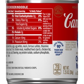 Campbell’s Classic Low Sodium Ready to Serve Chicken Noodle Soup, 7.25 Ounce Cans, 24-Pack