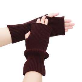 Lilaly Arm Warmers, Therian Arm Warmers, Fingerless Gloves for Women, Hand Warmers Gloves(Short & Wine Red)