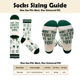 Cusrtyh May The Forest Be With You Novelty Funny Nature & Outdoor Lovers Breathable Printed Cotton Socks, Unisex Cozy Knitted Crew Socks, Gifts for Outdoor Hiking Lover Camping Fishing Golf Biking