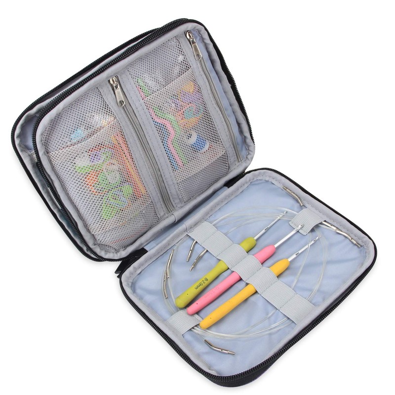 Teamoy Crochet Hook Bag Sewing Kit Bag for Interchangeable Circular