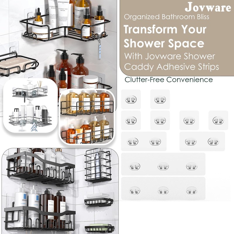 Jovware Shower Caddy Adhesive Replacement Stickers, Shower Organizer Adhesive Replacement,