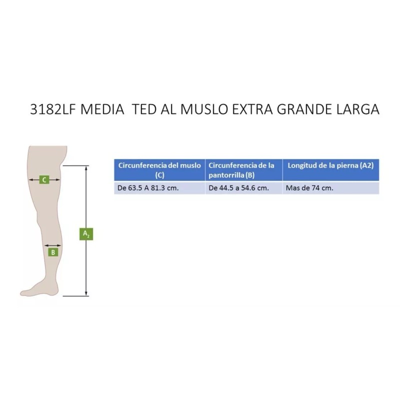 Media De Compresión Ted Al Muslo Extra Grande Larga