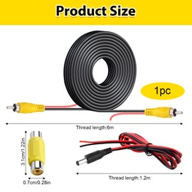 Auto Rückfahrkamera Kabel Verlängerung Cinch Kabel Verlängerung 6M mit Buchse zu Buchse Adapter und 1M DC Verlängerungskabel Wetterfestes RCA Videokabel für Monitor und Kamera