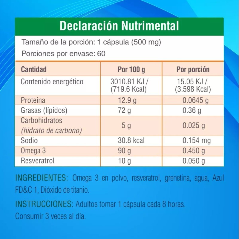 NutraSien100 Omega 3 De Salmón Con Resveratrol Epa/dha Nutrasien100 60cap