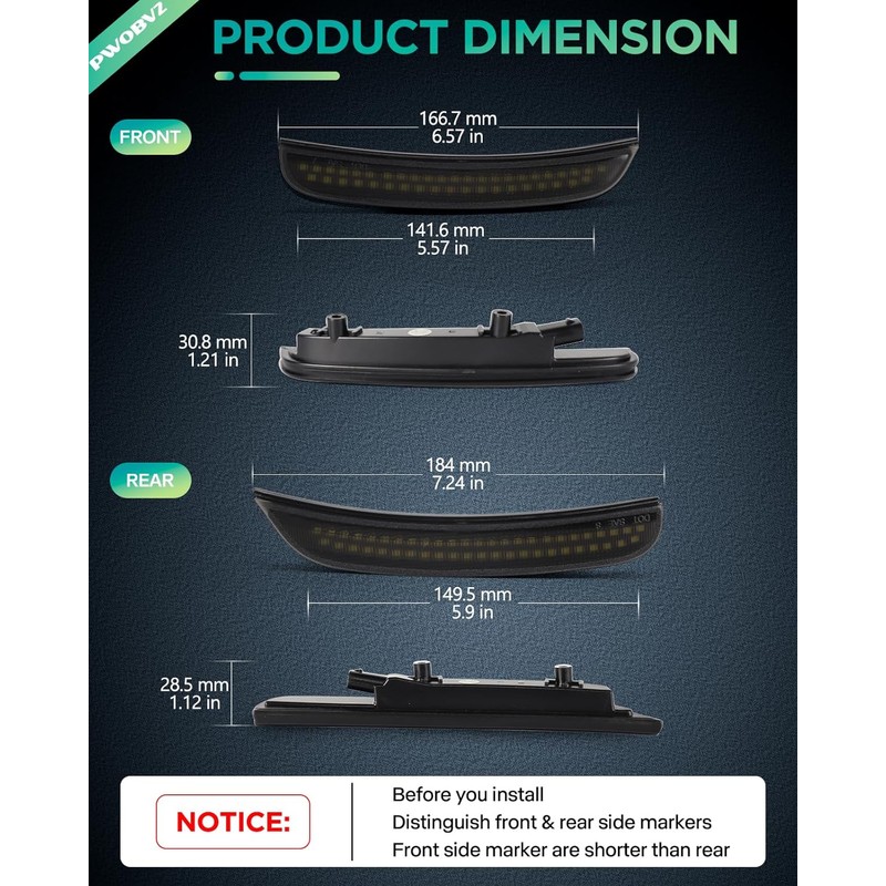 Lemon Green LED Side Marker Lights for Dodge Charger 2015