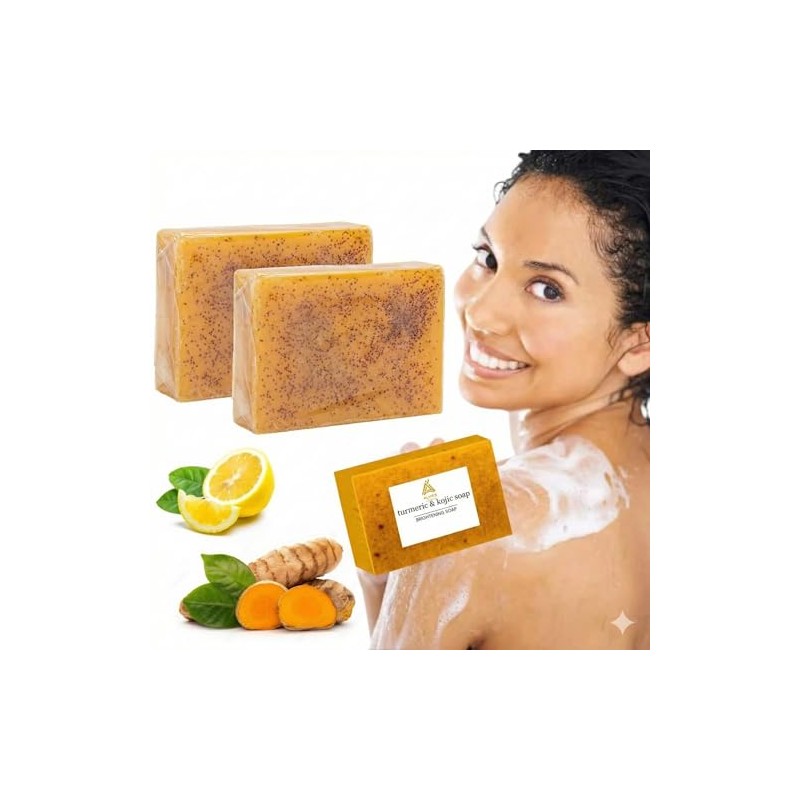 Turmeric Kojic Acid Soap Bar 4 Pack, Natural Handmade Face