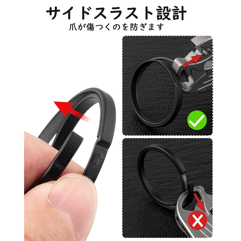 TIMULTI Titanium Key Holder Ring Lightweight Side Pushing Design 4