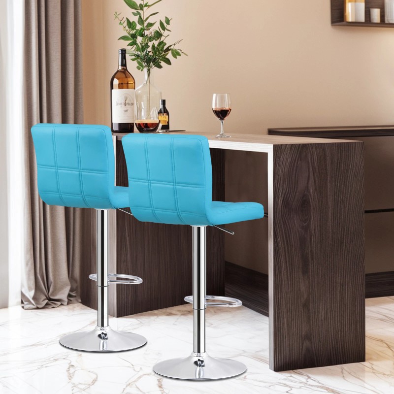 SEGAWE Set of 2 Adjustable Bar Stools PU Leather Modern