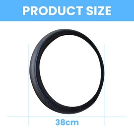Adunsiaoto Steering Wheel Cover Car, Car Durable Leather Odorless Steering Wheel Cover, Anti-Slip Universal Car Steering Wheel Cover Without Inner Ring, Decorative Accessories Cars(Black/Blue)