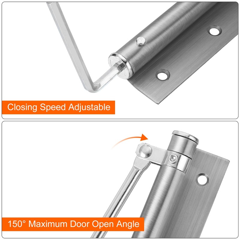 sourcing map 2 Pcs 195mm/7.68" Spring Door Closer, Stainless Steel