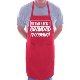 Stand Back Grandad Is Cooking Fathers Day BBQ Novelty Apron Red