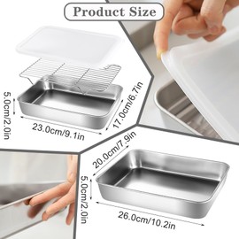 Fine jade2 Breading Bowls Set of 3 Food Grade Stainless Steel Bowls Rectangular with Lid Breading Set Cutlets Meat Fish Metal Breading Line Rectangular