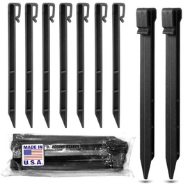 USA MADE - Black (25-PACK) - 10" Inch Heavy Duty Plastic Landscape Edging Stakes, Anchoring Spikes for Edging & Terrace Board (Fits Most Brands Bender Board) (25)