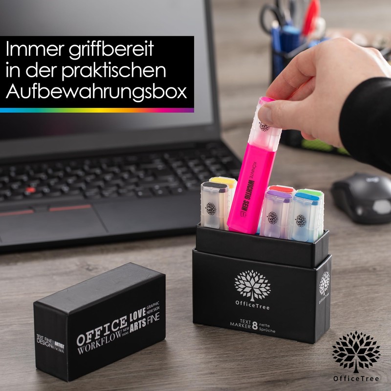 OfficeTree 8 Funny Highlighter Set in Box - Cute Sayings