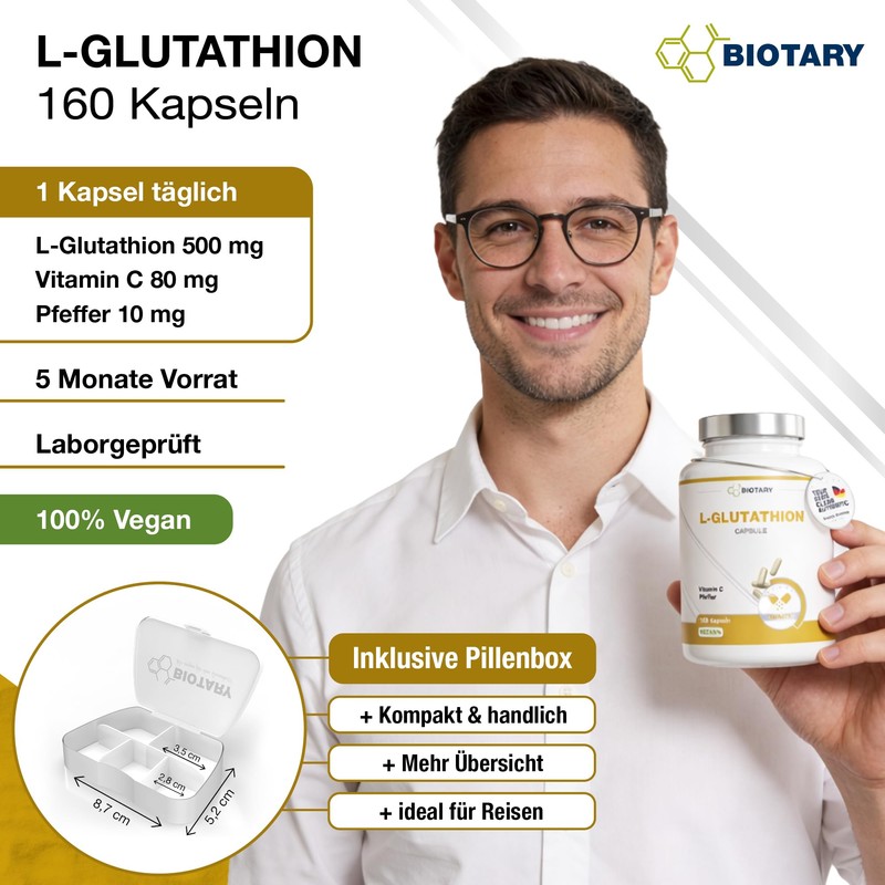 Biotary L Glutathione 160 Capsules 500 mg per Daily Serving
